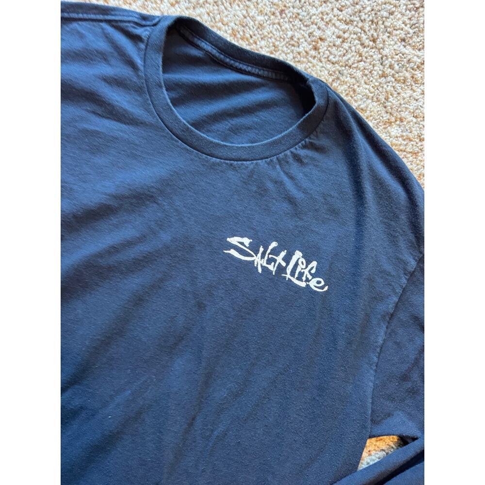 SALT LIFE Long Sleeve T-shirt, Navy Blue, size men's Medium - Picture 6 of 8